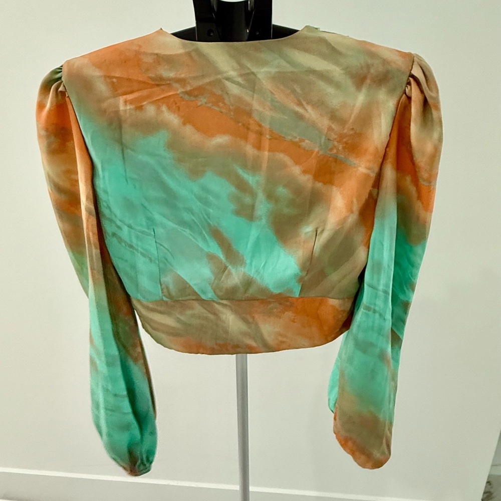superdown Orange and Green Tie-Dye Blouse